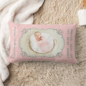 Newborn Baby Foto Monogram Blush Pink Green Lijst Kussen (Deken)