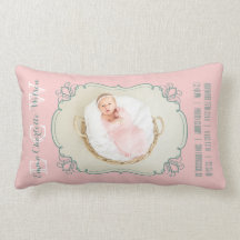 Newborn Baby Foto Monogram Blush Pink Green Lijst