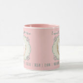 Newborn Baby Foto Monogram Blush Pink Green Lijst Mok (Midden)