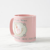 Newborn Baby Foto Monogram Blush Pink Green Lijst Mok (Voorkant links)
