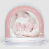 Newborn baby girl 2 photo welcome script keepsake sneeuwbol (Achterkant)