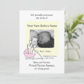 Newborn Baby Girl Aankondiging (Staand voorkant)