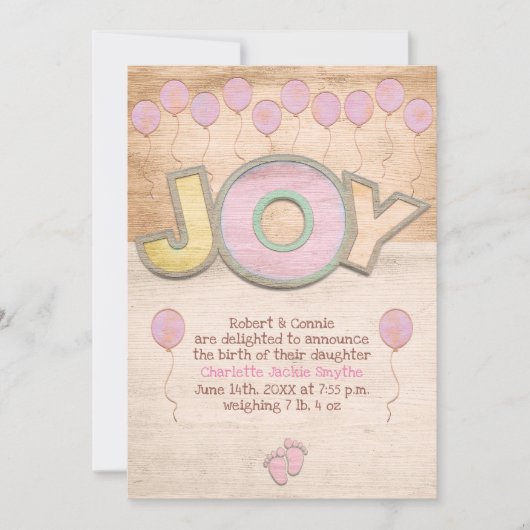 Newborn Baby Girl Aankondiging (Voorkant)