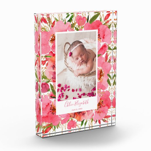 Newborn Baby Girl Floral Custom Fotoblokken (Links)