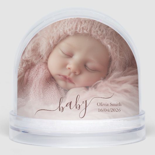 Newborn Baby Keepsake - Photo Personalized Sneeuwbol (Voorkant)