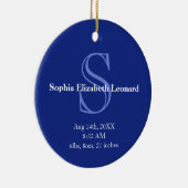 Newborn baby statistiek monogram keepomwille marin keramisch ornament (Rechts)