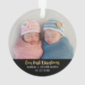 Newborn Baby Twins Photo Holiday Ornament (achterkant)