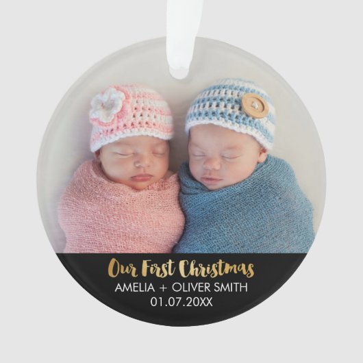 Newborn Baby Twins Photo Holiday Ornament (voorkant)