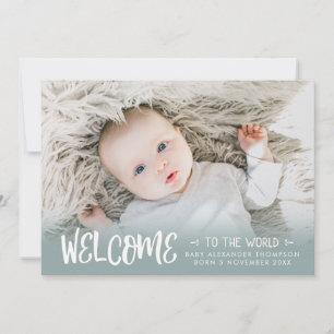 Newborn Baby Welcome to World Blue Photo Birth Aankondiging