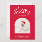 Newborn Baby's First Christmas Birth Announcement Feestdagenkaart (Voorkant)