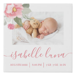Newborn Birth Stats Foto Wrapped Canvas Print