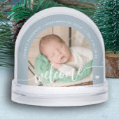 Newborn boy baby 2 photo welcome script keepsake sneeuwbol