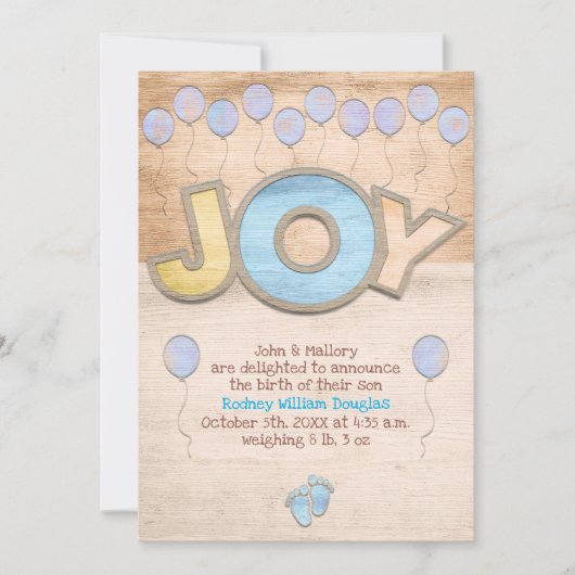 Newborn Boy Boy Aankondiging (Voorkant)