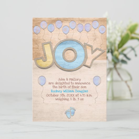 Newborn Boy Boy Aankondiging (Staand voorkant)