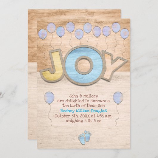 Newborn Boy Boy Aankondiging (Voorkant / Achterkant)