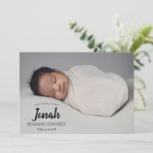Newborn Boy Foto Collage Typografie Overlay Birth Aankondiging (Staand voorkant)