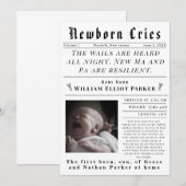 Newborn Cries Birth Aankondiging (Voorkant / Achterkant)