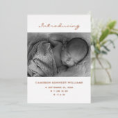 Newborn Cute Simple Custom Photo Hallo Baby Birth Folie Uitnodiging (Staand Voorkant)