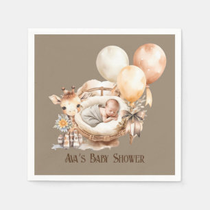 Newborn Earth Tone Giraffe Balloons Baby shower Servet
