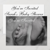 Newborn Feet Black en White Photo Invitation Kaart (Voorkant / Achterkant)