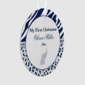 Newborn First Kerstannament Blue Elephant Ornament (voorkant)