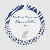 Newborn First Kerstannament Blue Elephant Ornament (achterkant)