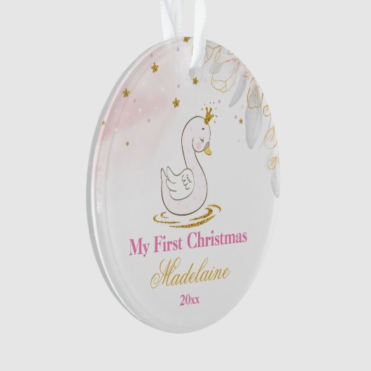 Newborn First Kerstversier Baby Swan Ornament (voorkant)