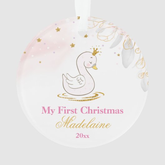 Newborn First Kerstversier Baby Swan Ornament (achterkant)