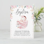Newborn Floral Baptisme Kaart (Staand voorkant)