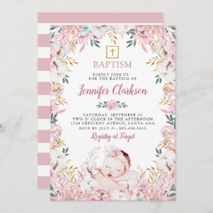 Newborn Floral Baptisme Kaart