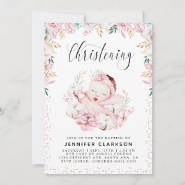 Newborn Floral Christening Kaart