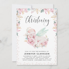 Newborn Floral Christening Kaart