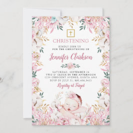 Newborn Floral Christening Kaart