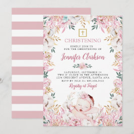 Newborn Floral Christening Kaart