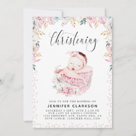 Newborn Floral Christening Kaart
