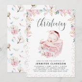 Newborn Floral Christening Kaart (Voorkant / Achterkant)