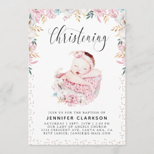 Newborn Floral Christening Kaart