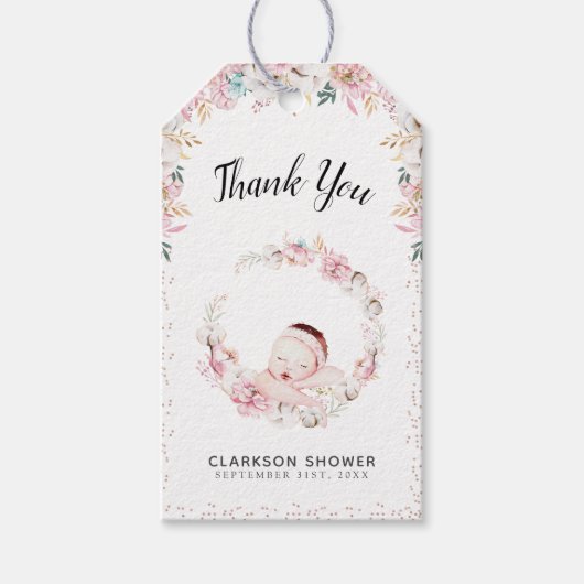 Newborn Floral Hartelijk dank Cadeaulabel (Voorkant)