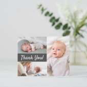 Newborn Fotografie Modern Gray Custom Dank u Briefkaart (Staand voorkant)