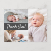 Newborn Fotografie Modern Gray Custom Dank u Briefkaart (Voorkant)