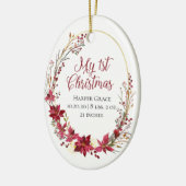 Newborn Mijn eerste kerstFloral Keramisch Ornament (Links)