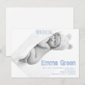 Newborn Photo Baby Boy Birth Announounding Kaart (Voorkant / Achterkant)