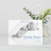 Newborn Photo Baby Boy Birth Announounding Kaart (Staand voorkant)