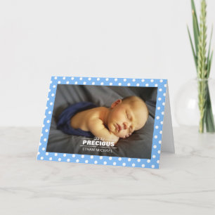 Newborn Photo Baby Boy Blue Polka Dots Kaart