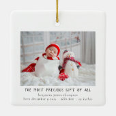 Newborn Photo Birth Christmas Birth Announcement Keramisch Ornament (Achterkant)