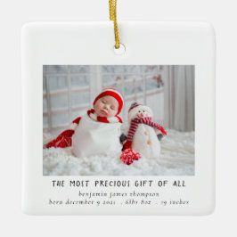 Newborn Photo Birth Christmas Birth Announcement Keramisch Ornament
