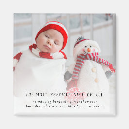 Newborn Photo Christmas Baby Birth Announcement Magneet