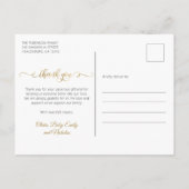 Newborn Photo Collage Modern Gold Script Thank You Briefkaart (Achterkant)