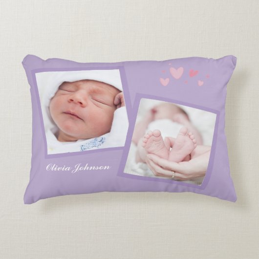 Newborn Photo Collage Throw Pillow Accent Kussen (Voorkant)