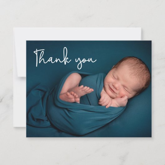 Newborn Photo Modern baby shower bedankt (Voorkant)